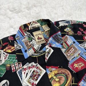 Vintage Hawaiian Shirt Gambling Vegas Poker Chips Slots Island Collection Medium